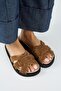 Bartolo Women's Leather Genuine Leather Caged Tan Slippers