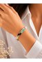 Women's Ceramic Bracelet with Gold Detail, Turquoise and White Pattern, Flexible and Stylish Design Bracelet