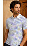 WHITE AND BLUE TEXTURED POLO T-SHIRT MEN - 2
