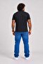 Men's Large Size Single Jersey Polo T-Shirt with Stand Collar 26400 Navy Blue - 3