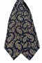 Yellow Navy Blue Shawl Pattern Italian Silk Ascot Tie Sac74 - 4