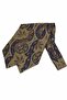 Yellow Navy Blue Shawl Pattern Italian Silk Ascot Tie Sac129 - 3
