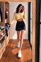 Women's High Waist Tight Black Short Denim Shorts - 3