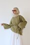 Women's Asymmetrical Cut Waist Tie Modal Hijab Shirt - 5