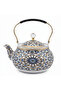Blue & White Mosaic Metal Tea Kettle with Crystal Lid & Ergonomic Handle — 1.5 Litre | Arabic Majlis Hospitality Teapot