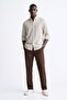 Men's Melange Long Sleeve Shirt - Beige - 2
