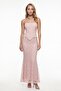 Women's Pink Strapless Collar Ruched Fish Invitation Dress