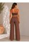 Women's Linen Set with Straps, Bustier and Pants, Two-Piece Summer Set - 4