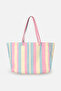 Icone Soft Color Striped Printed Canvas Shoulder Bag, Striped Beach Bag, Beach Bag, Beach Bag - 8