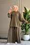 6578 - Oversize Comfortable-Stylish Vanizeli Modal Single Jersey Knit Fabric - Casual Women's Top and Bottom Set - 2