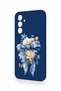 Samsung A54 Compatible Blue Ribbon Flower Pattern Silicone Case - 3