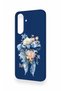 Samsung A37 Compatible Blue Ribbon Flower Pattern Silicone Case - 4