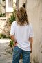 Cherry Leopard Pattern Printed Women's T-Shirt White Oversize Casual T-Shirt - 2