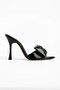 S-49 Black Patent Leather Bow Detailed 11 cm Heeled Women's Slippers - 5