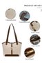 Women's Shoulder Tote Bag with Faux Leather Trim Handbag Large Capacity Shoulder Bag Fashionable Travel Messenger Shoulder Bag for Ladies Girls College Students - 3