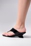 Kaia - Black Flip-Flop Heeled Slippers - 6