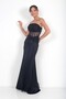 Women's Strapless Lined Draped Waist Tulle Transparent Lycra Lame Glitter Fabric Long Dress - 4