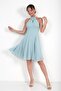 Women's Halter Neck Rose Detailed Lined Chiffon Short Dress