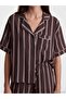 Shirt Collar Striped Women's Shorts Pajama Set (S6) - 3