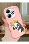 Infinix Smart 8 Compatible Case Camera Protector Pink Silicone Couple Phone Case Panda Pattern