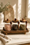 Set of 3 700 ml Glass Jars with Acacia Wood Lids |   Spice Container with Spoon Coffee and Sugar Storage Container