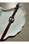 Minimal Leather Cord Women's Wristwatch Black - 6