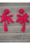 Hand Knitted Straw Earrings Multi-Colored Flower Model Dangle Summer Beach Earrings - 2