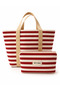 100% Cotton Striped Large Marine Beach Bag 42.5X28X15 cm – Navy Blue and Red Color Options - 5
