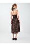Bitter Brown Linen Blend Halter Neck Midi Dress - 4