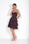Women's Strapless Lined Chest Gathered Layered Short Chiffon Short Dress - 3