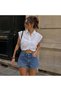 Women's White Front Gathered Crop Shirt
