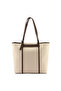 Carolin Women’s Genuine Leather Tote Shoulder Bag with Double Long Straps, Front Pocket Detail and Buckle Accent – Black / Creamy Brown - 3