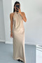 Stone Neckline Gathered Satin Dress - 2Y251089 - 4