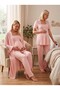 New Season Powder Summer Scallop Linen Detailed Buttoned Design Short Sleeve 100% Cotton Maternity Pajama Set - 5