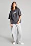 100% Cotton Overshirt Fit Crew Neck Back Printed Short Sleeve Anthracite T-Shirt H4206Ax26Au - 2