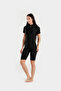 One Piece Mid-Thigh Athletic Black Swimsuit with Half Sleeve - 5