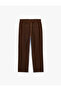 Slim Fit Pocketed Pleated Linen Blend Buttoned Elastic Waist Lace-Up Trousers - 2