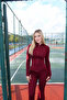 Women's Burgundy Spanish Suit with Finger Loop 1026-221635 - 4