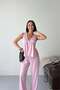 Women's Pink Modal Fabric Flounced Tank Top Wide-Leg Pants Summer Two-Piece Set Dpg132