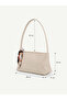 Women's Single Handle Scarf Detailed Zippered Baguette Hand and Shoulder Bag - 6