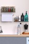 Adhesive Spice Rack 2 Pieces Metal Paper Towel Holder Black Spice Stand Kitchen Shelf Bathroom Rack - 3