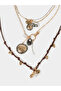 Set of 5 - Hammered Pendant Cord Necklace - 3