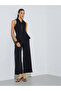 Black Solid Wide Leg Pants