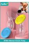 2Pcs Manual Breastmilk Pump, 100% Food-grade Silicone Breastmilk Collector, Silicone Breastmilk Pump with Leakproof Lid for Breastmilk feeding, Clear 90ml, BPA Free Manual Milk Collector with Cap