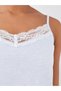 Lcw Dream Blue V-Neck Lace Detailed Strappy Women's Shorts Jumpsuit Pajamas - 3