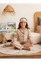 Girl's Front Buttoned Rabbit Patterned Eye Patch Cotton Pajama Set - 2