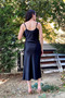 Black Satin Dress with Adjustable Straps - 2Y241001 - 4
