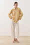 Multi-Button Striped Textured Shirt Yellow - 2