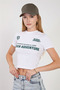 Women's Front Printed Short Sleeve Bodysuit - Ecru - 3