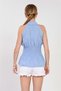 Women's Elastic Waist Sleeveless Shirt - Baby Blue - 5